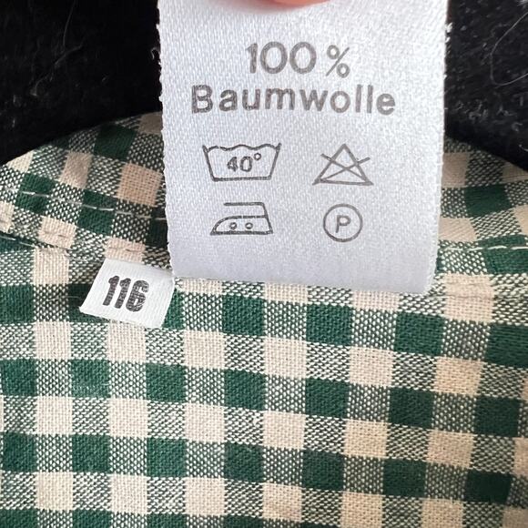 St. Peter Trachten Green Gingham Top Boys 116 Cottagecore Vintage Inspired - Picture 4 of 4